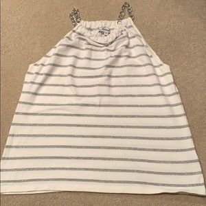 Chaus silver chain silver/white striped shirt